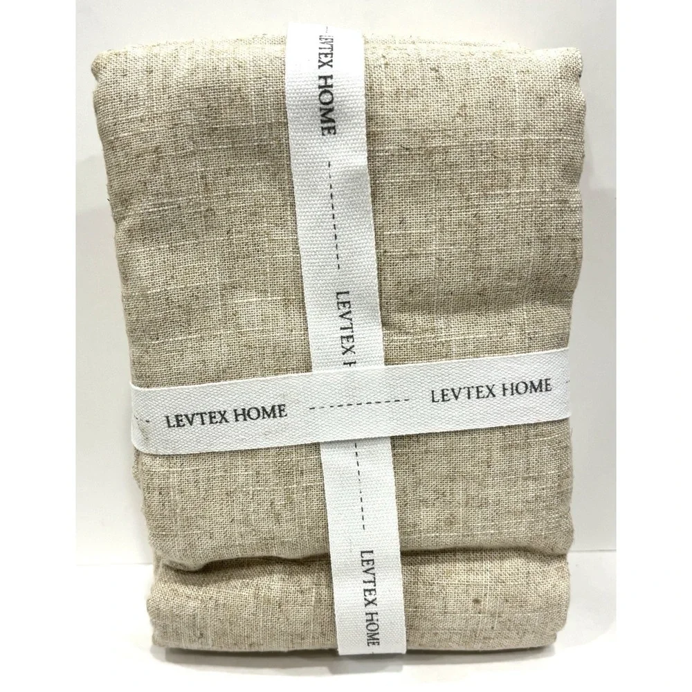 Levtex Home Euro Sham Set 2 Linen Blend 26x26 Natural Decorative Pillow Covers